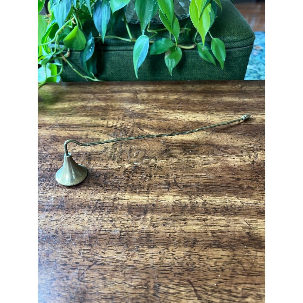 Vintage Solid Brass Candle Snuffer | Twisted Handle & Swivel Bell Extinguisher